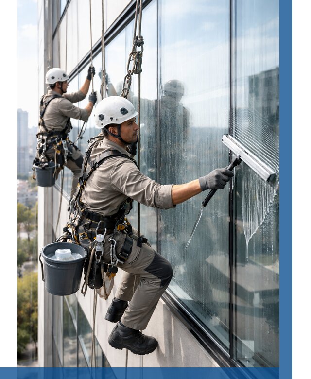 Мойка окон альпинистами в Железногорске от 4652 р. | ВЫСОТНИК-Жлр