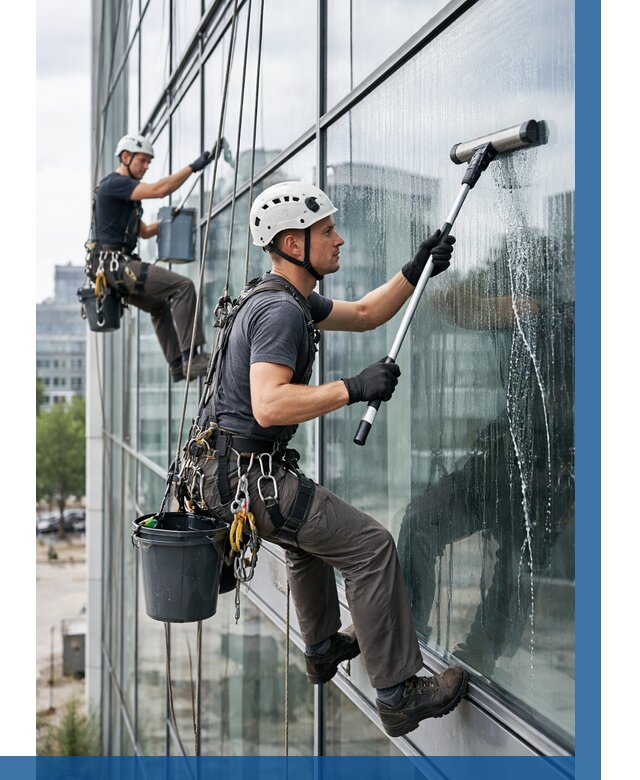 Мойка витражей альпинистами в Железногорске от 724 р. под ключ|ВЫСОТНИК-Жлр