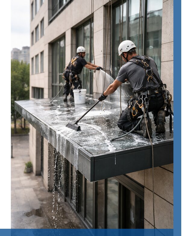 Мойка козырьков и навесов в Железногорске от 3618 р. | ВЫСОТНИК-Жлр