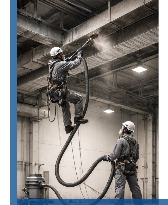 Обеспыливание потолочных конструкций в Железногорске промышленным альпинизмом