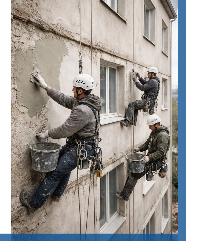 Ремонт штукатурного фасада в Железногорске от 775 р. под ключ | ВЫСОТНИК-Жлр