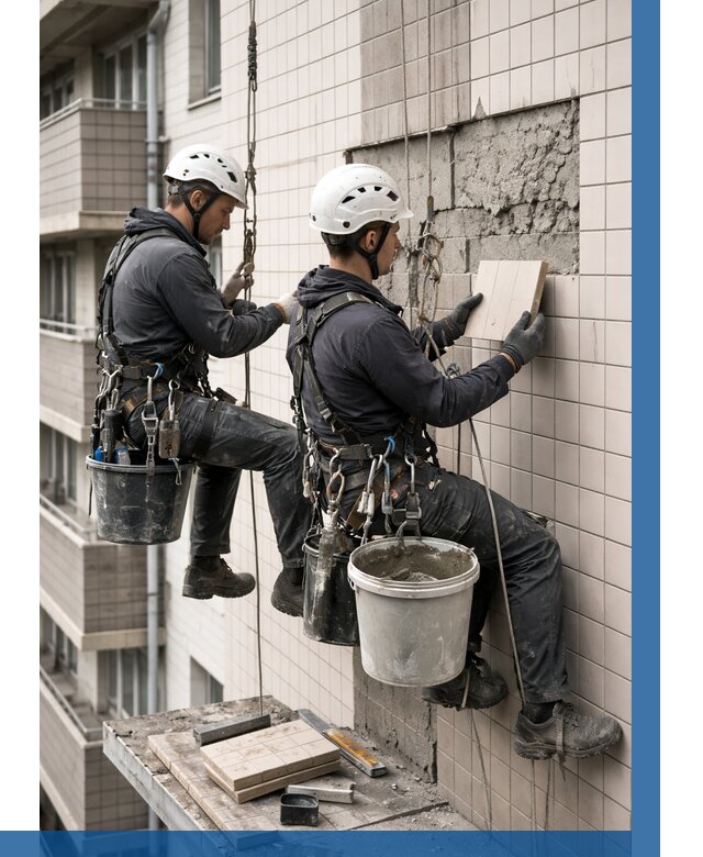 Ремонт облицовки фасада плиткой в Железногорске от 1861 р. | ВЫСОТНИК-Жлр