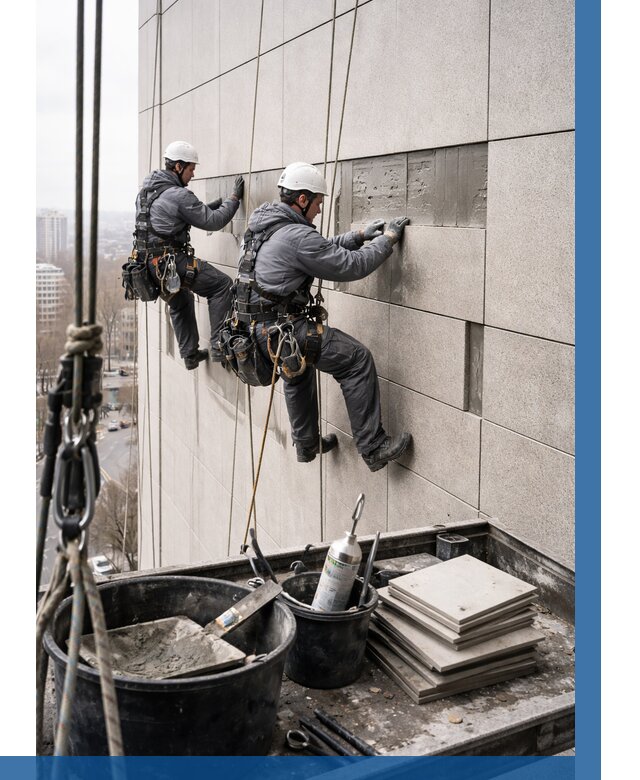 Ремонт фасада из керамогранита в Железногорске от 2584 р. | ВЫСОТНИК-Жлр