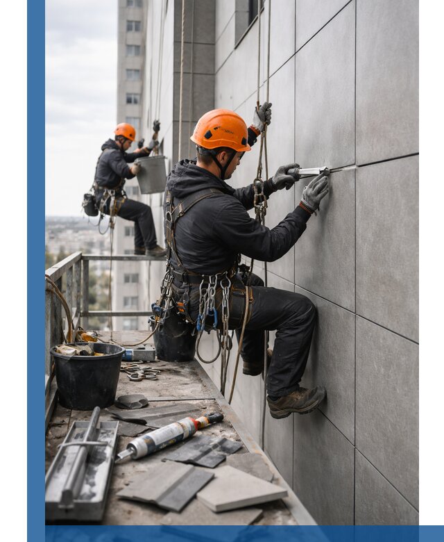 Профессиональный ремонт фасада из керамогранита в Железногорске