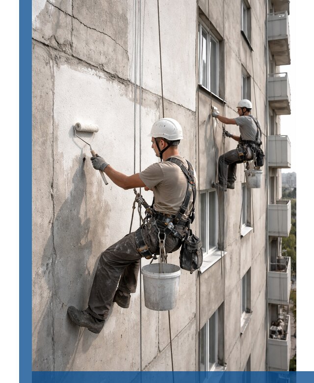 Покраска бетонного фасада в Железногорске для жилых и промышленных объектов