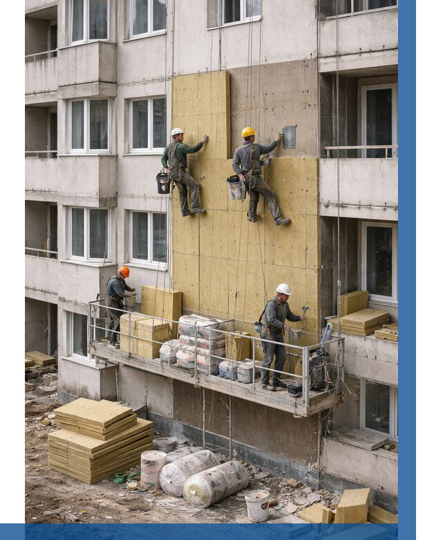 Утепление фасада минватой в Железногорске от 1551 р. | ВЫСОТНИК-Жлр