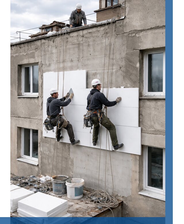 Утепление фасада пенополистиролом в Железногорске от 1861 р. | ВЫСОТНИК-Жлр