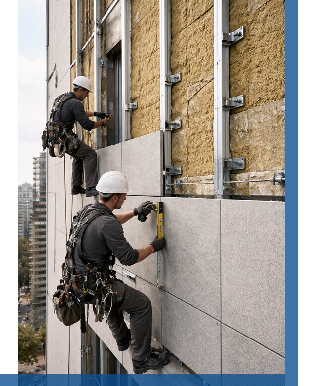 Монтаж вентилируемого фасада в Железногорске от 3618 р. | ВЫСОТНИК-Жлр