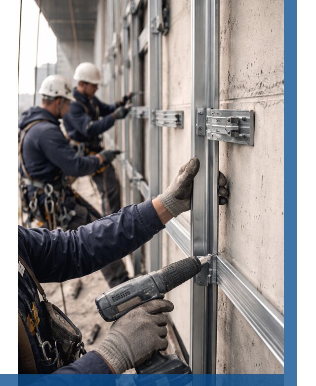 Монтаж подсистемы вентфасада в Железногорске от 879 р. | ВЫСОТНИК-Жлр