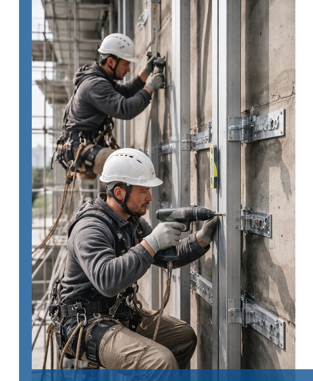 Монтаж и крепление подсистемы вентфасада в Железногорске