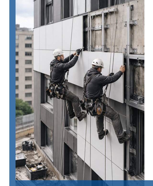 Монтаж композитных панелей фасада в Железногорске под ключ