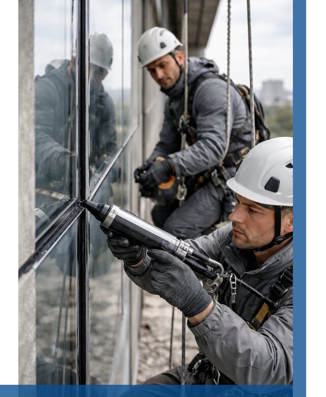 Герметизация витражных швов в Железногорске от 672 р. | ВЫСОТНИК-Жлр