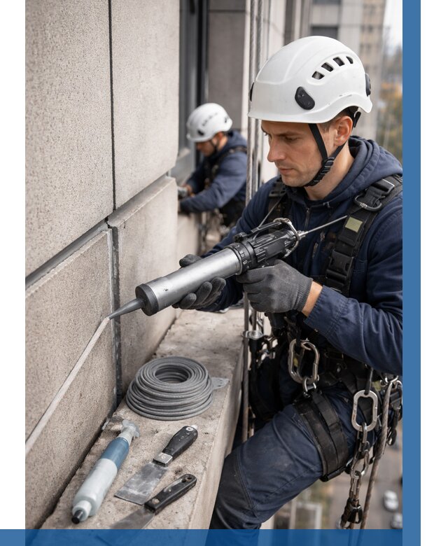 Герметизация деформационных швов фасада в Железногорске от 724 | ВЫСОТНИК-Жлр