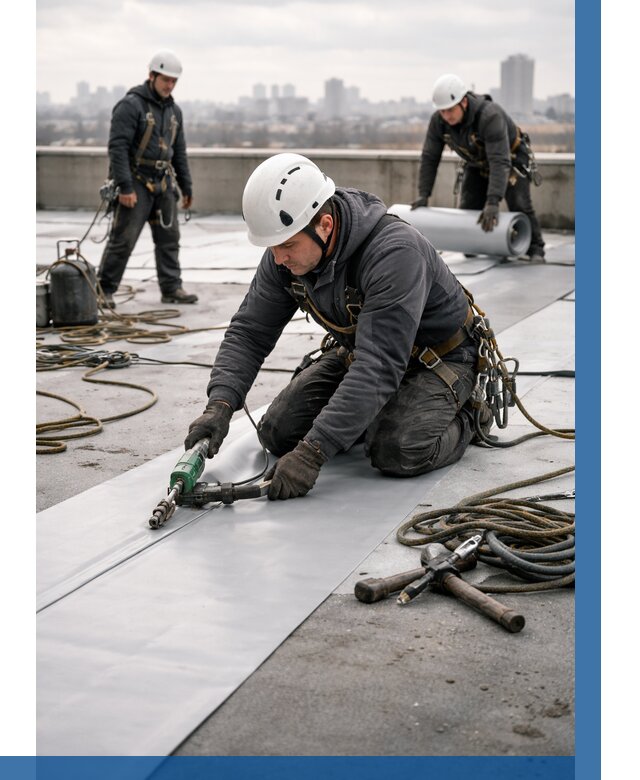 Ремонт мембранной кровли в Железногорске от 1861 р./м2 | ВЫСОТНИК-Жлр