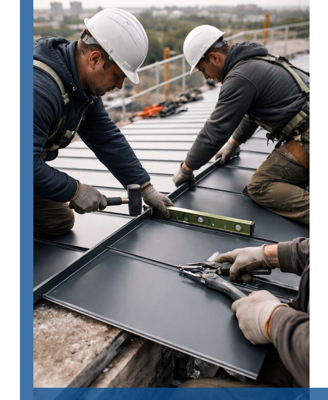 Монтаж фальцевой кровли в Железногорске для промышленных зданий