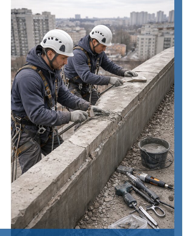 Ремонт парапета на кровле в Железногорске от 1551 р. | ВЫСОТНИК-Жлр