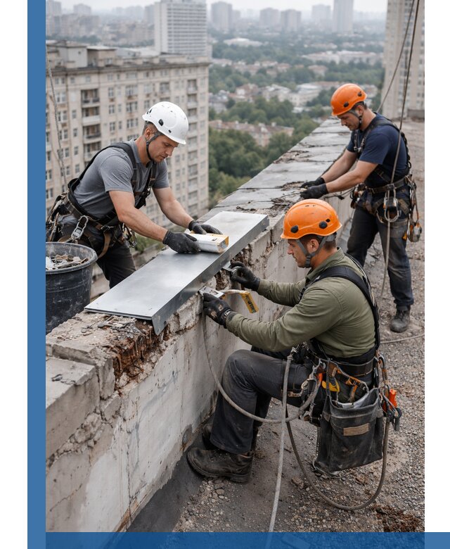 Ремонт парапета на кровле в Железногорске, высотные работы с гарантией