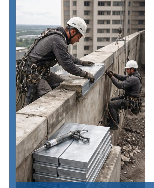 Замена парапетных крышек и установка новых в Железногорске
