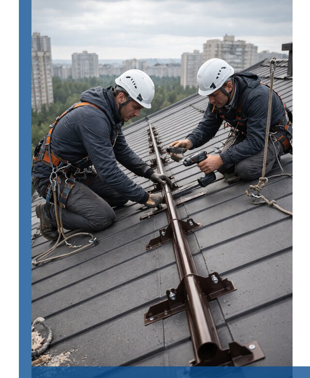 Монтаж снегозадержателей на кровле зданий в Железногорске под ключ