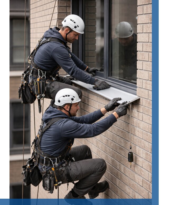 Монтаж оконных отливов под ключ в Железногорске от 3618 р. | ВЫСОТНИК-Жлр