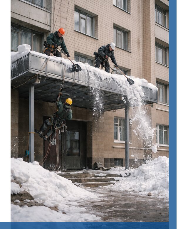 Очистка козырьков от снега в Железногорске от 3618 р. | ВЫСОТНИК-Жлр