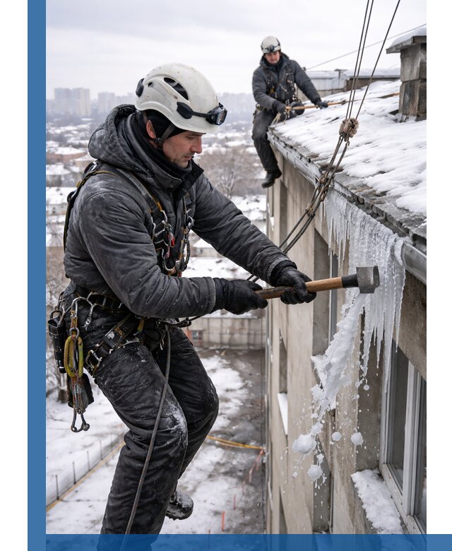 Сбивание и удаление сосулек с крыши в Железногорске безопасно