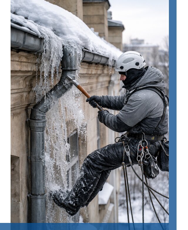 Очистка водостоков от льда в Железногорске от 3618 р. | ВЫСОТНИК-Жлр
