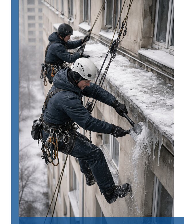 Удаление наледи и сосулек с карнизов в Железногорске профессионально