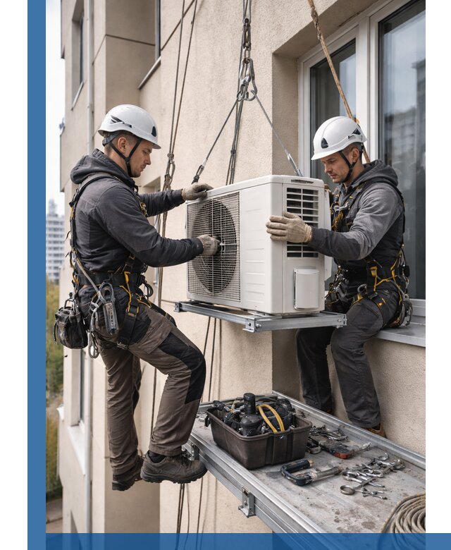 Перенос внешнего блока кондиционера в Железногорске с монтажом и крепежом