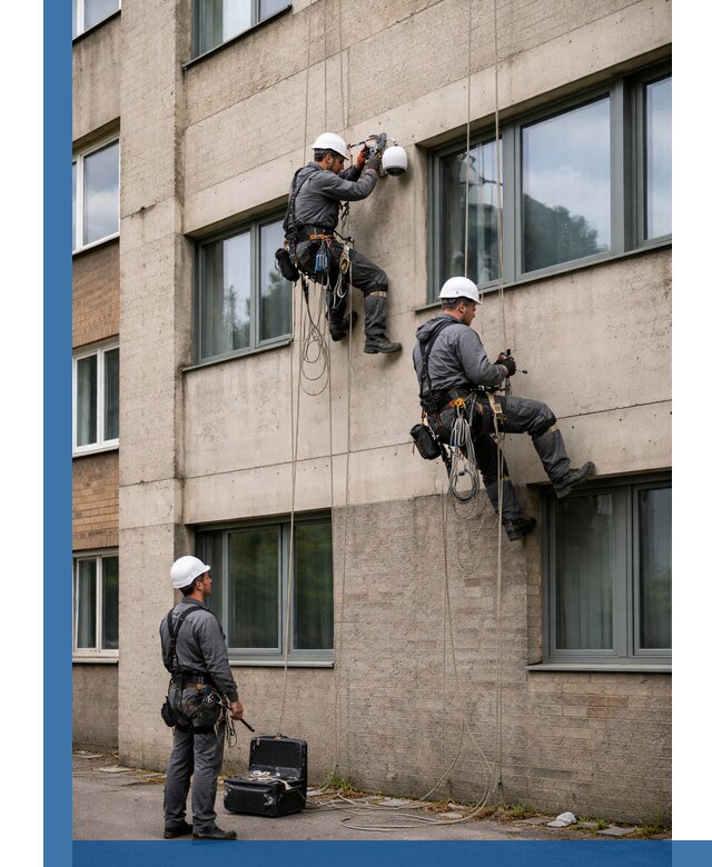 Монтаж фасадных камер видеонаблюдения в Железногорске под ключ