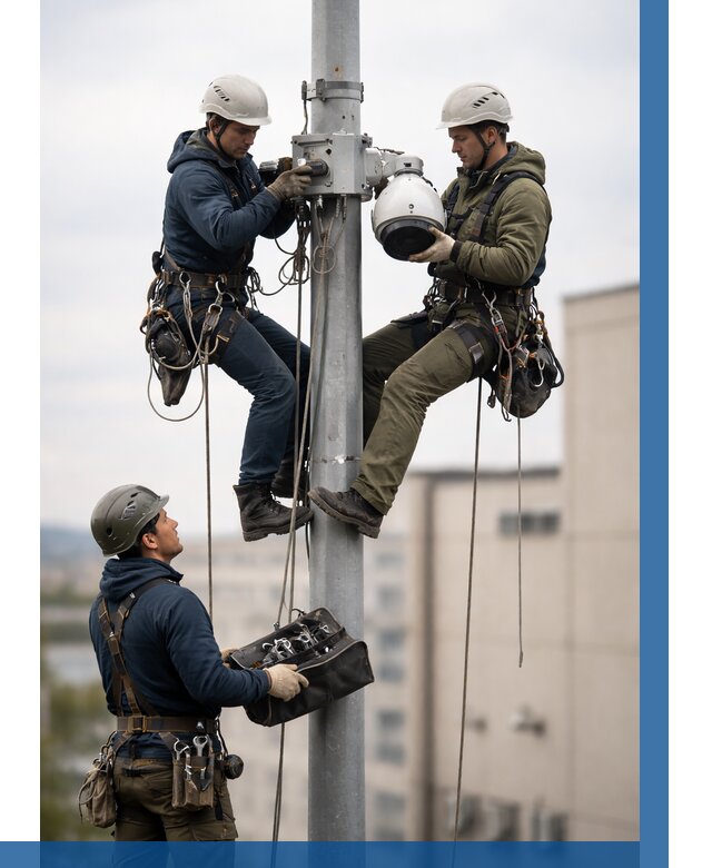 Установка видеокамер на мачте в Железногорске от 8786 р. | ВЫСОТНИК-Жлр