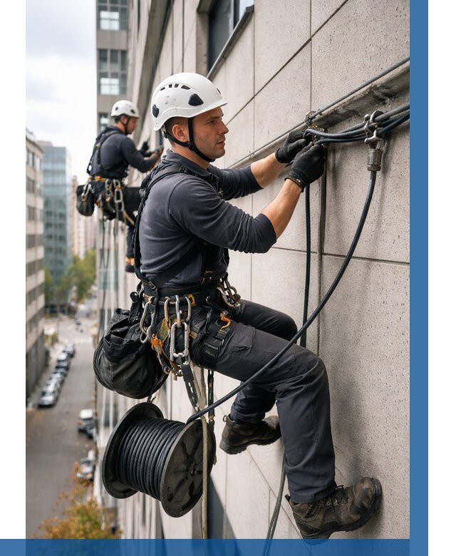 Прокладка кабеля по фасаду в Железногорске от 362 р. | ВЫСОТНИК-Жлр