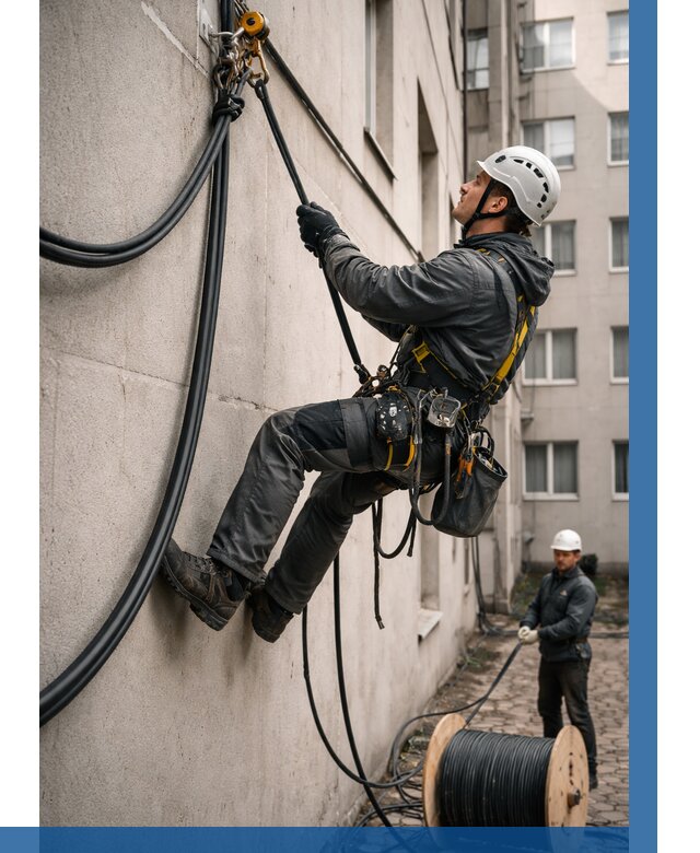 Протяжка кабеля питания на высоте в Железногорске от 465 р. | ВЫСОТНИК-Жлр