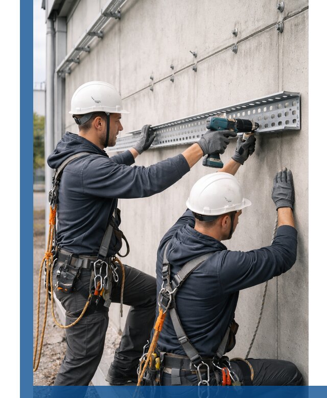 Монтаж кабельных лотков на фасаде зданий в Железногорске с гарантией