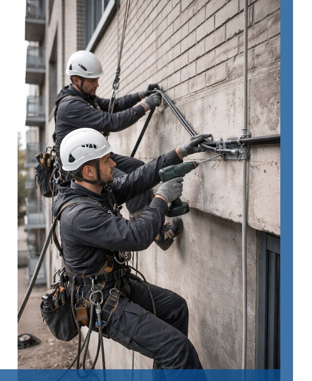 Крепление кабеля на фасаде в Железногорске от 362 р. | ВЫСОТНИК-Жлр