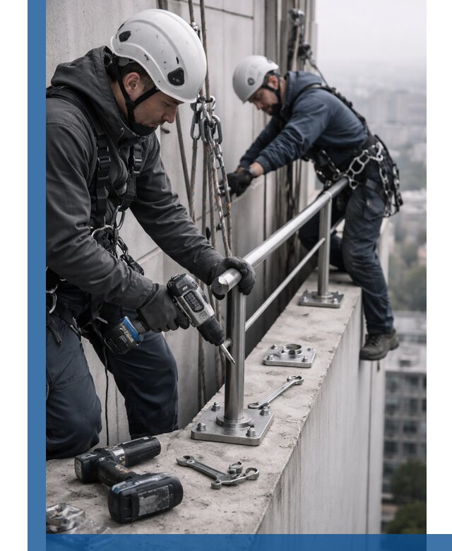 Монтаж перил на высоте в Железногорске для жилых и промобъектов