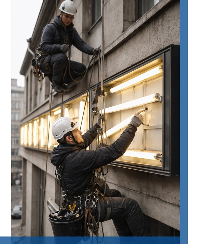 Замена ламп в вывеске в Железногорске под ключ от 3618 р. | ВЫСОТНИК-Жлр