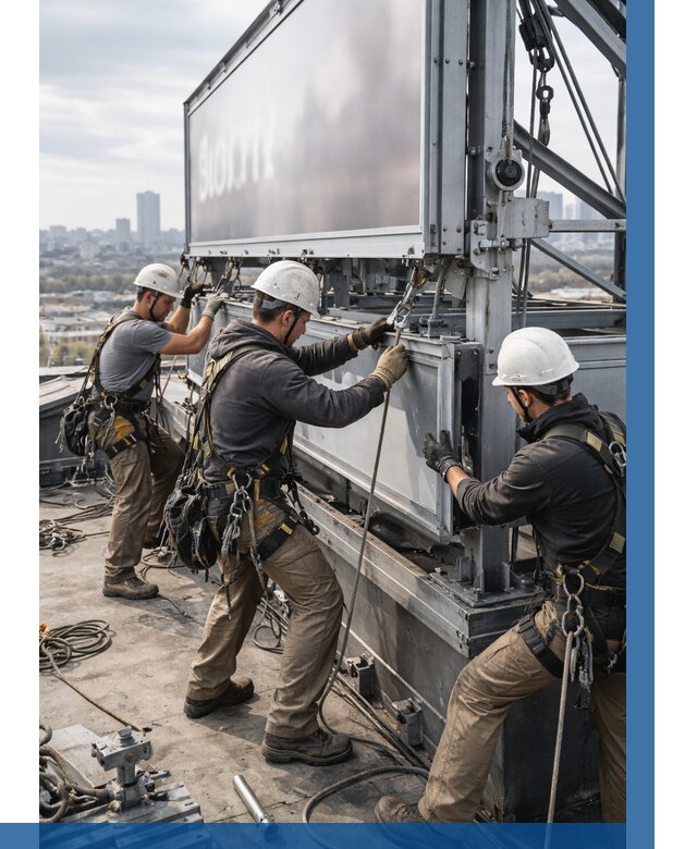 Монтаж крышной рекламной конструкции в Железногорске от 62022 р.|ВЫСОТНИК-Жлр