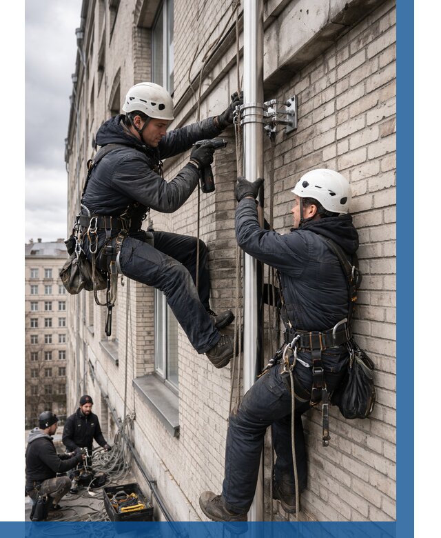 Монтаж флагштока на здании в Железногорске от 6719 р. | ВЫСОТНИК-Жлр