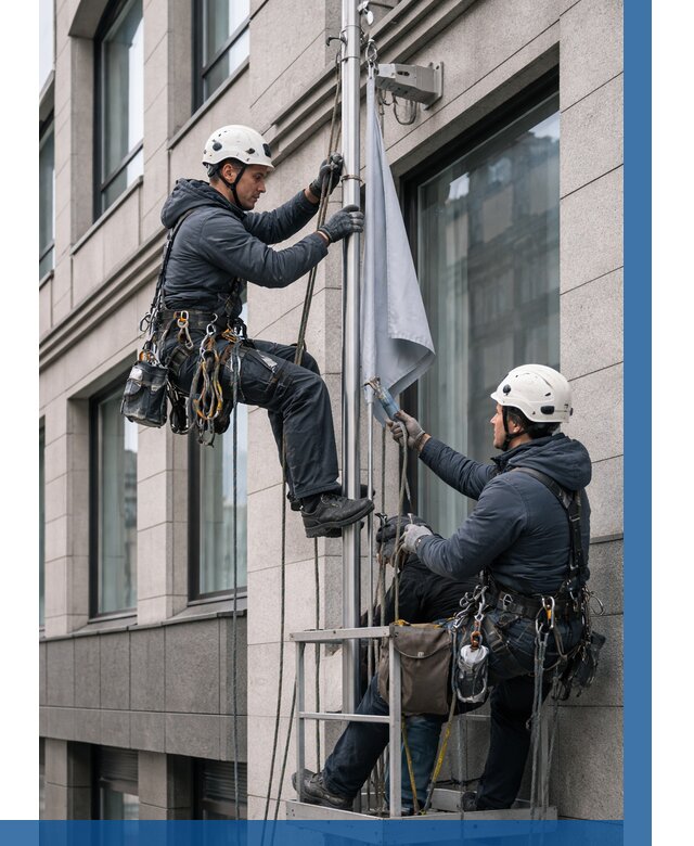 Установка флагов на фасаде в Железногорске от 4652 р. | ВЫСОТНИК-Жлр