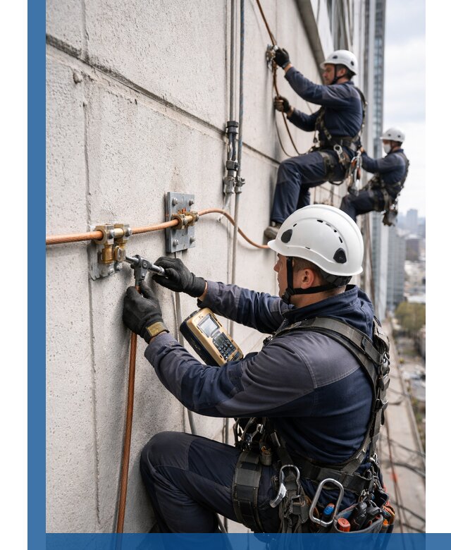 Монтаж системы заземления здания и молниезащиты в Железногорске