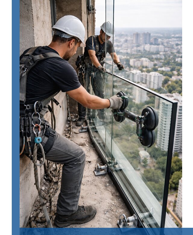 Монтаж стеклянных ограждений под ключ с гарантией в Железногорске