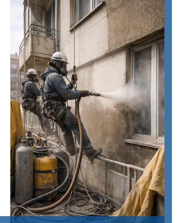 Пескоструйная очистка фасада в Железногорске от 672 р. | ВЫСОТНИК-Жлр