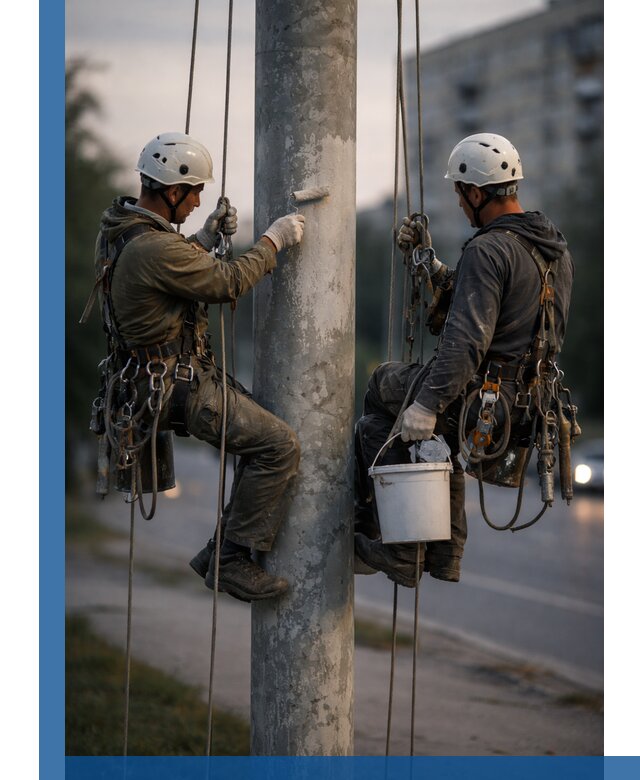 Покраска опор освещения и антикоррозийная защита в Железногорске