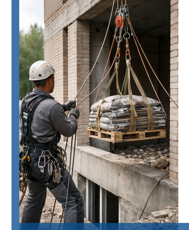 Подъем материалов на этаж веревками в Железногорске оперативно