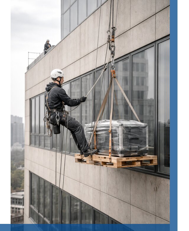 Спуск груза по фасаду в Железногорске от 3618 р. | ВЫСОТНИК-Жлр