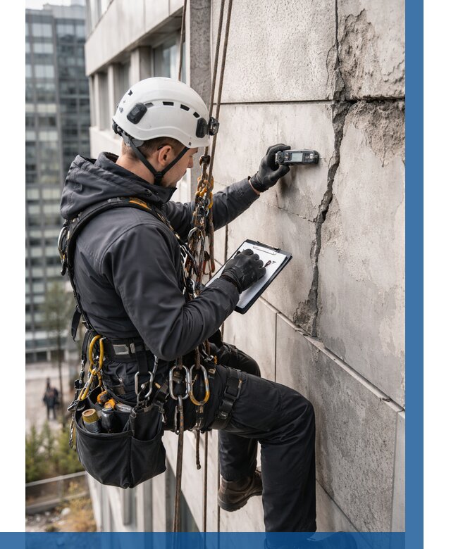 Обследование фасада альпинистами в Железногорске от 124 р. | ВЫСОТНИК-Жлр